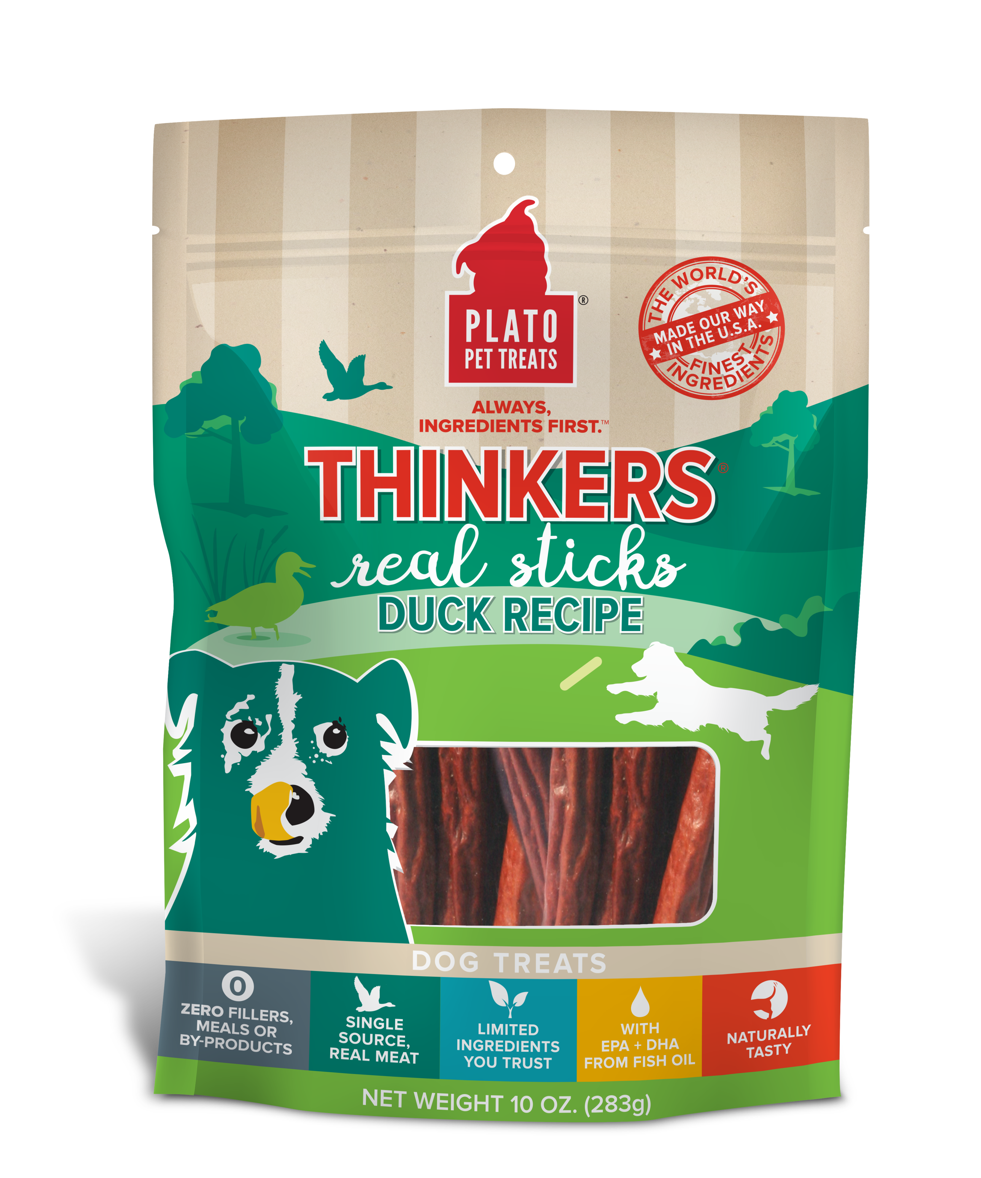 Plato-Thinkers Duck Meat Stick Dog Treats