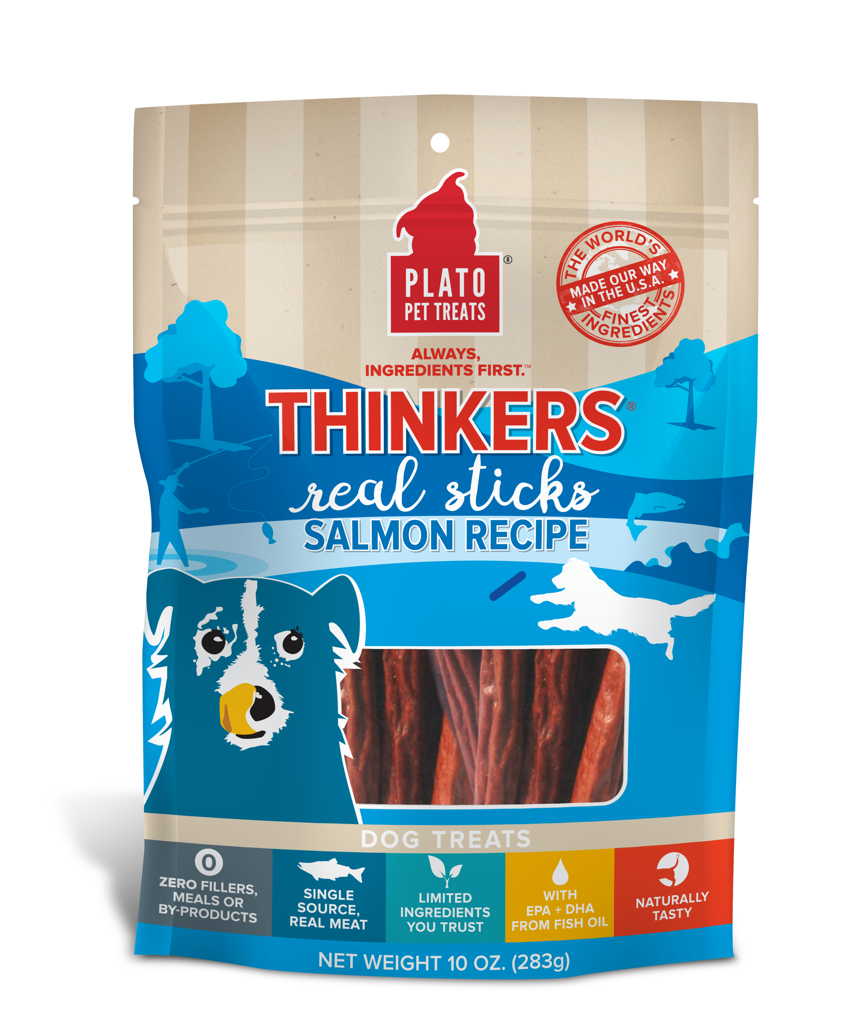 Plato-Thinkers Salmon Meat Stick Dog Treats