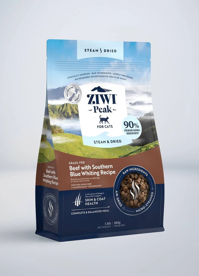 Ziwi Peak-Steam & Dried Beef with Southern Blue Whiting Recipe Air-Dried Cat Food