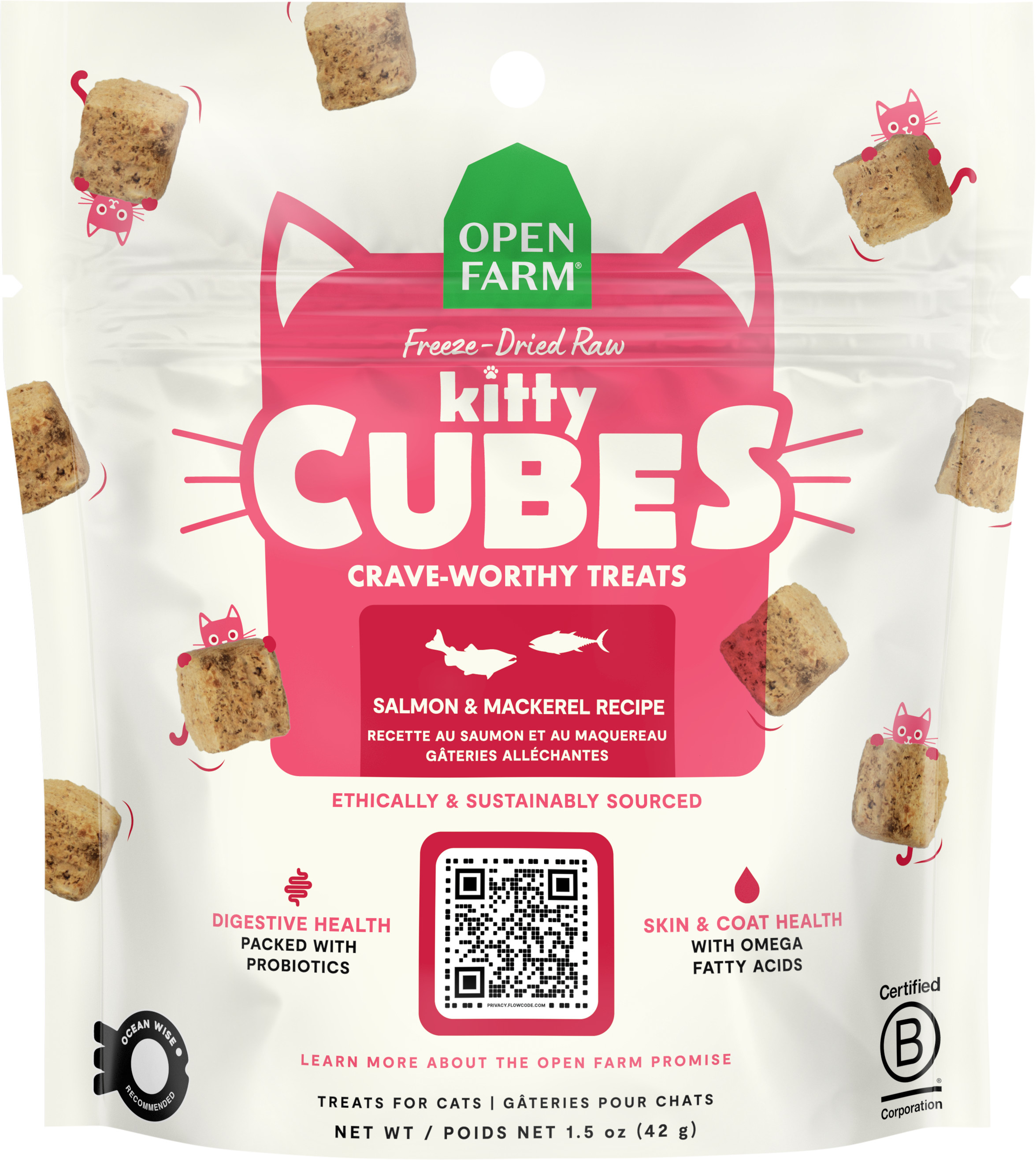 Open Farm-Kitty Cube Salmon & Mackerel Freeze Dried Raw Cat Treats