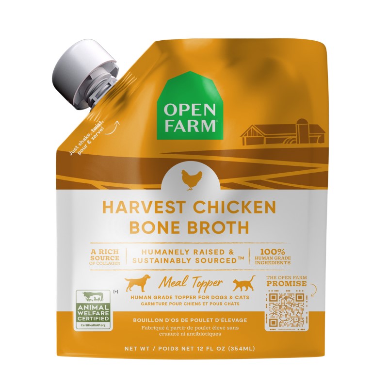 Open Farm-Harvest Chicken Bone Broth for Dogs & Cats