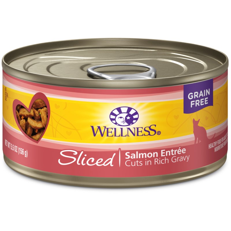 Wellness-Grain Free Natural Sliced Salmon Entree Wet Canned Cat Food
