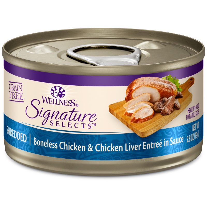 Wellness-Signature Selects Grain Free Natural White Meat Chicken and Chicken Liver Entree in Sauce Wet Canned Cat Food