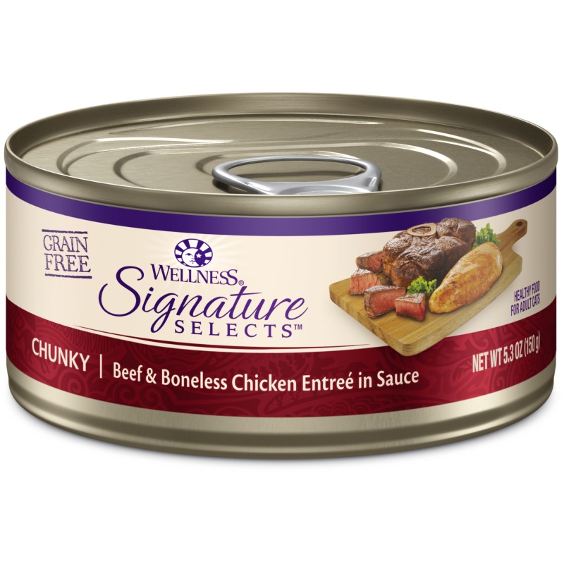 Wellness-Signature Selects Grain Free Natural Beef and White Meat Chicken Entree in Sauce Wet Canned Cat Food