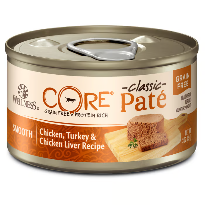 Wellness-CORE Grain Free Natural Chicken, Turkey and Chicken Liver Smooth Pate Wet Canned Cat Food