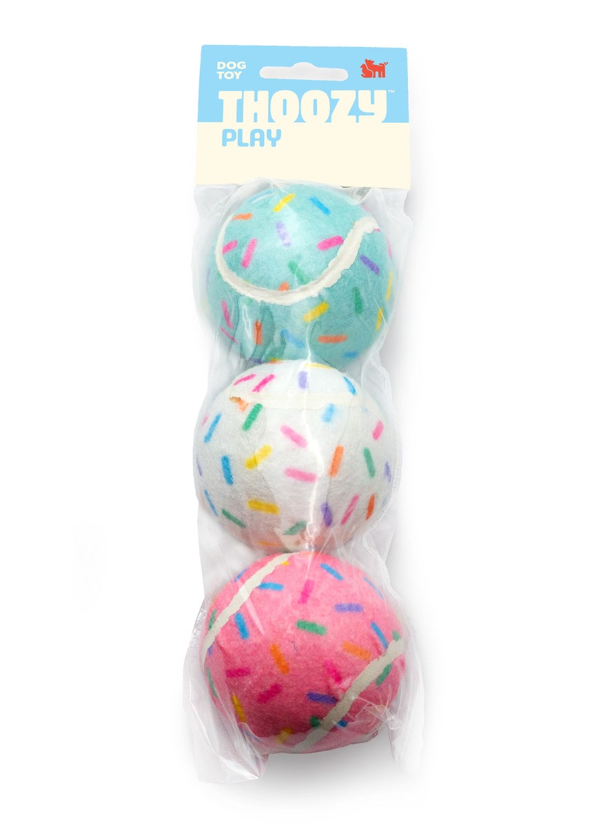 ThoozyPet-Birthday Sprinkle Tennis Balls Fetch Dog Toys (3 pack)