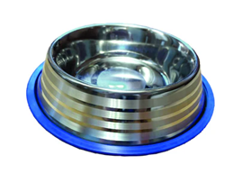 ThoozyPet-Silver Stripe No-Tip Stainless Steel Bowl