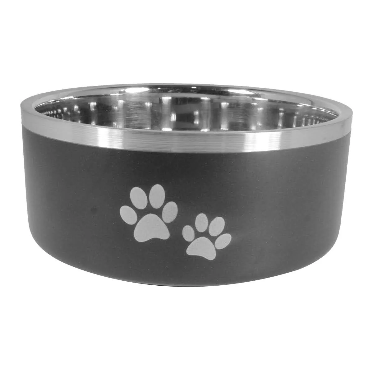 ThoozyPet-Double Wall Bowl with Paws in Black