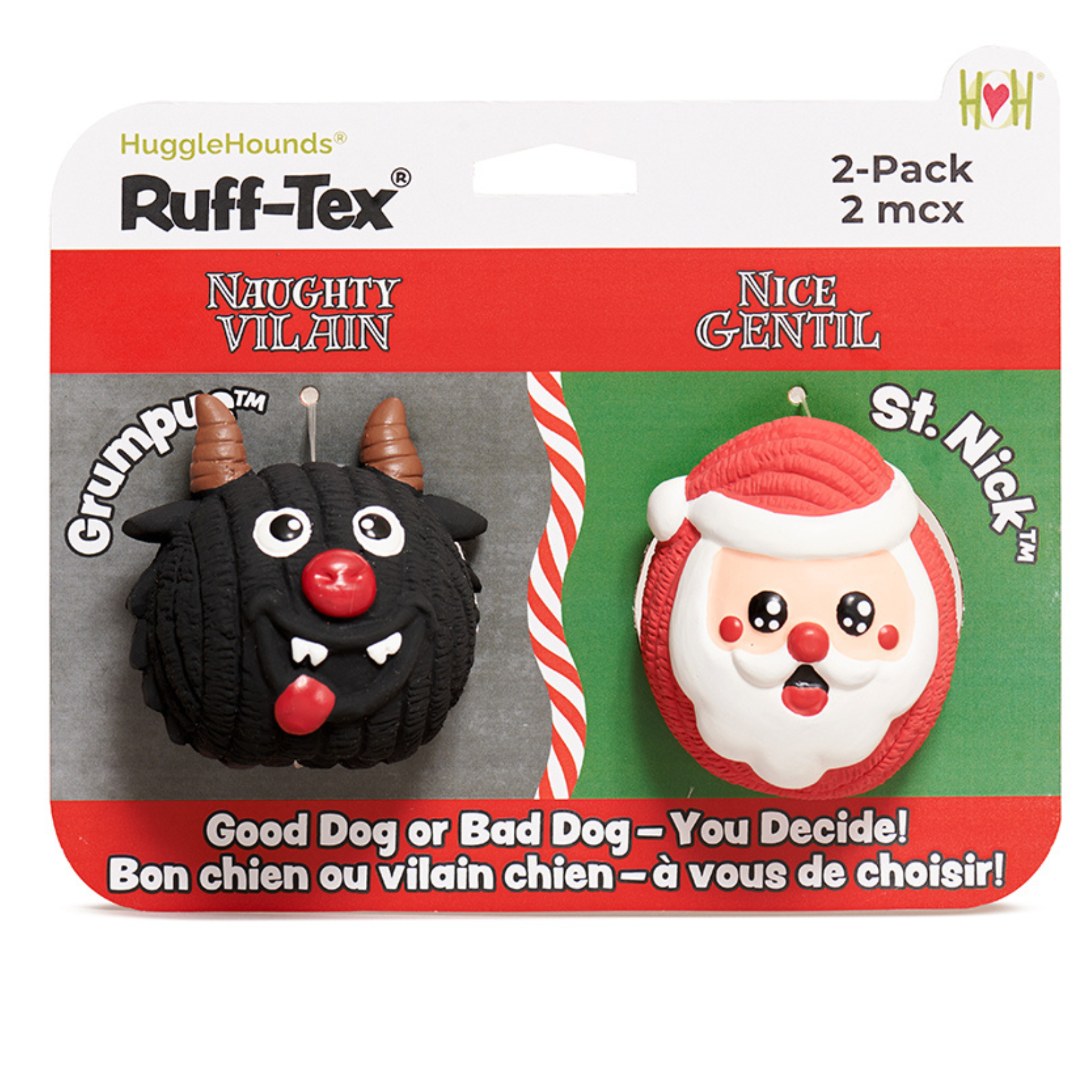 HuggleHounds-Santa & Grumpus Ball Holiday Toys for Dogs