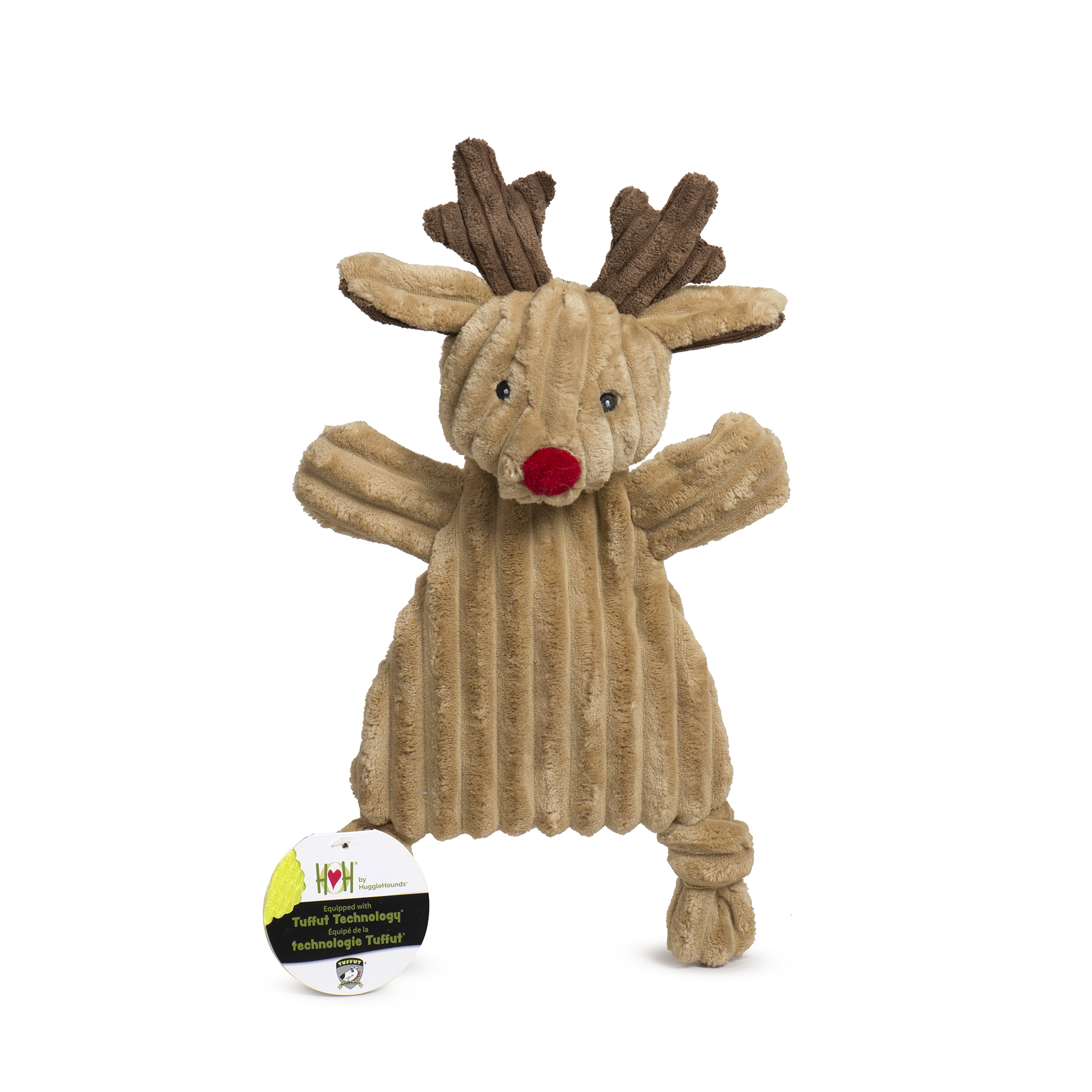 HuggleHounds-HuggleFlatties Holiday Reindeer Toy for Dogs