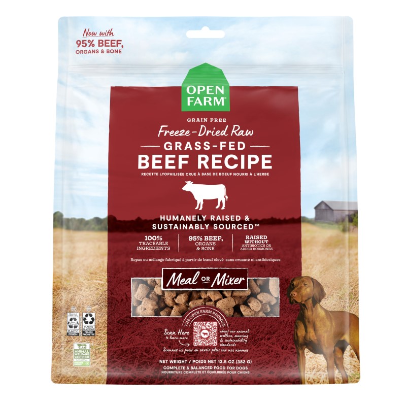 Open Farm-Grain Free Grass Fed Beef Recipe Freeze Dried Raw Dog Food