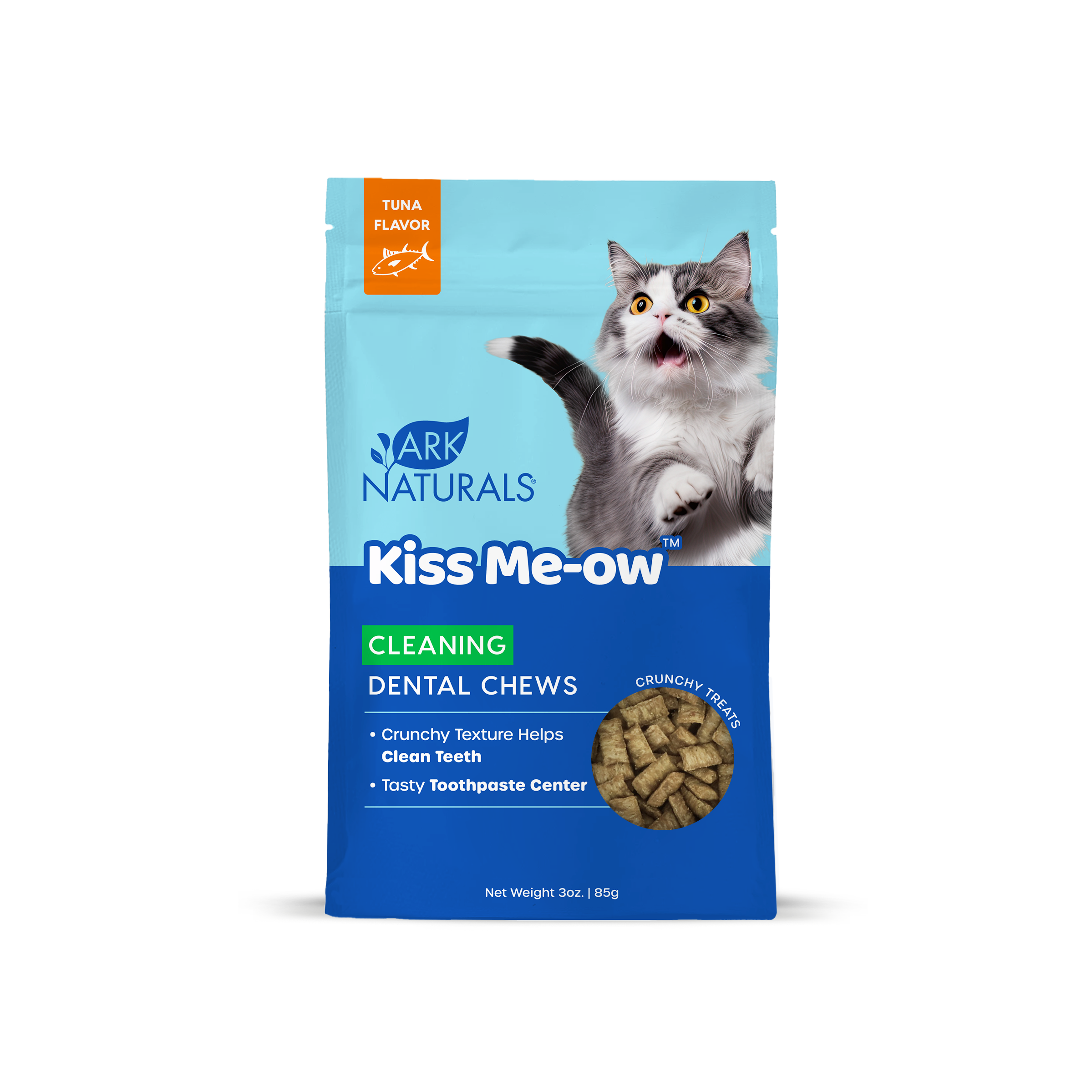 Ark Naturals-Kiss Me-Ow Cleaning Tuna Dental Chews Crunchy Cat Treats