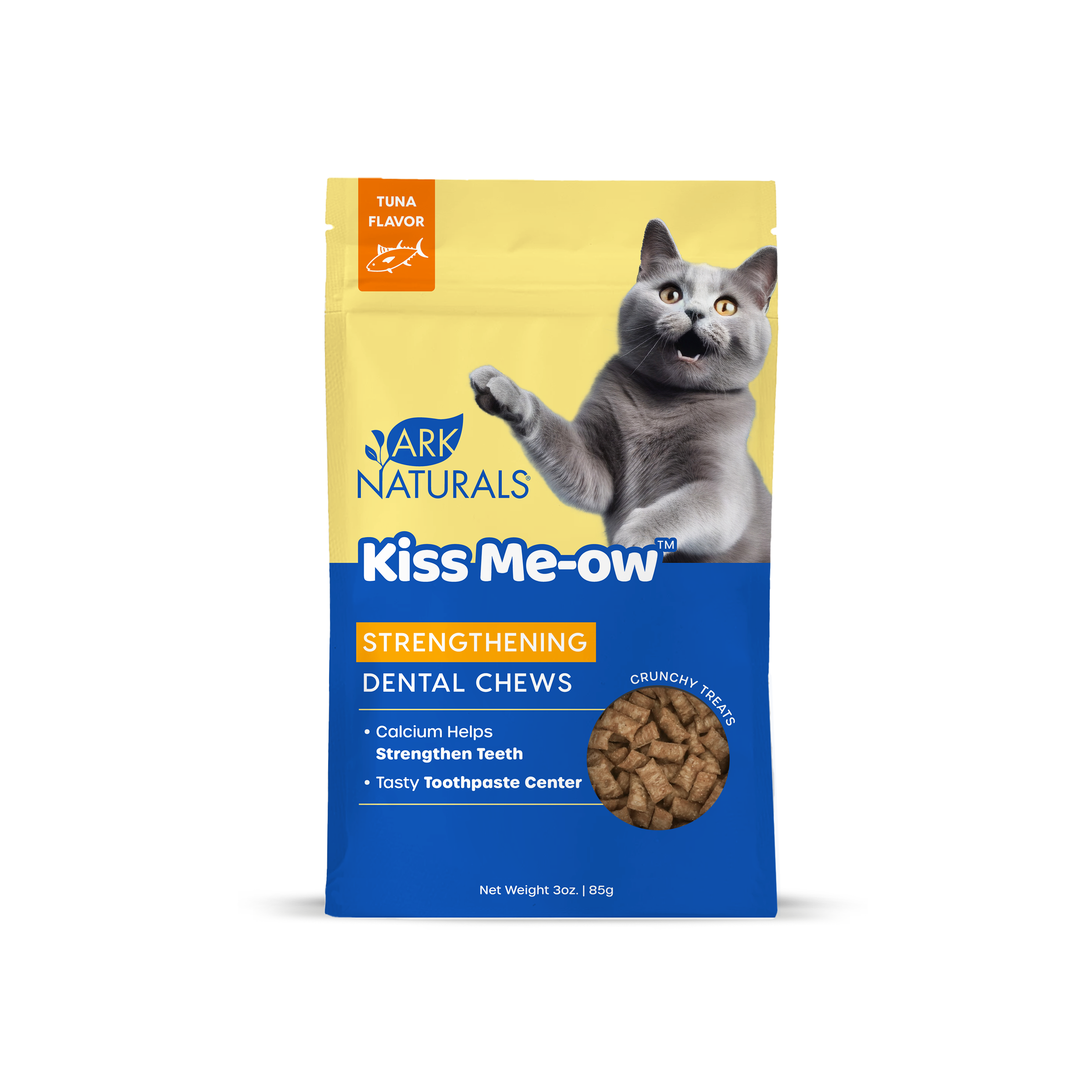 Ark Naturals-Kiss Me-Ow Strengthening Tuna Dental Chews Crunchy Cat Treats