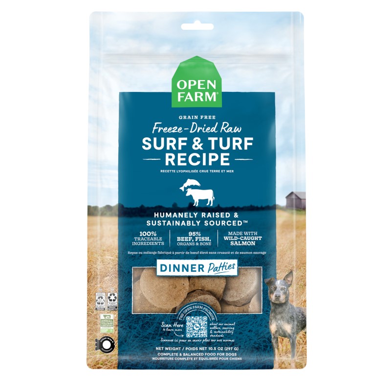 Open Farm-Grain Free Surf and Turf Recipe Freeze Dried Raw Dog Food Patties