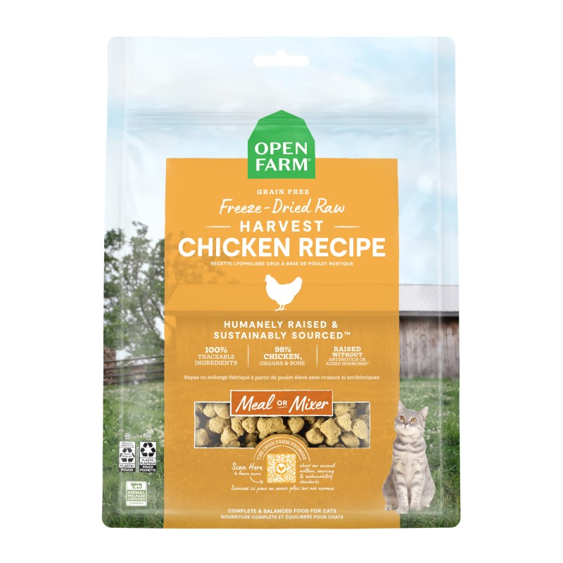 Open Farm-Grain Free Harvest Chicken Recipe Freeze Dried Raw Cat Food