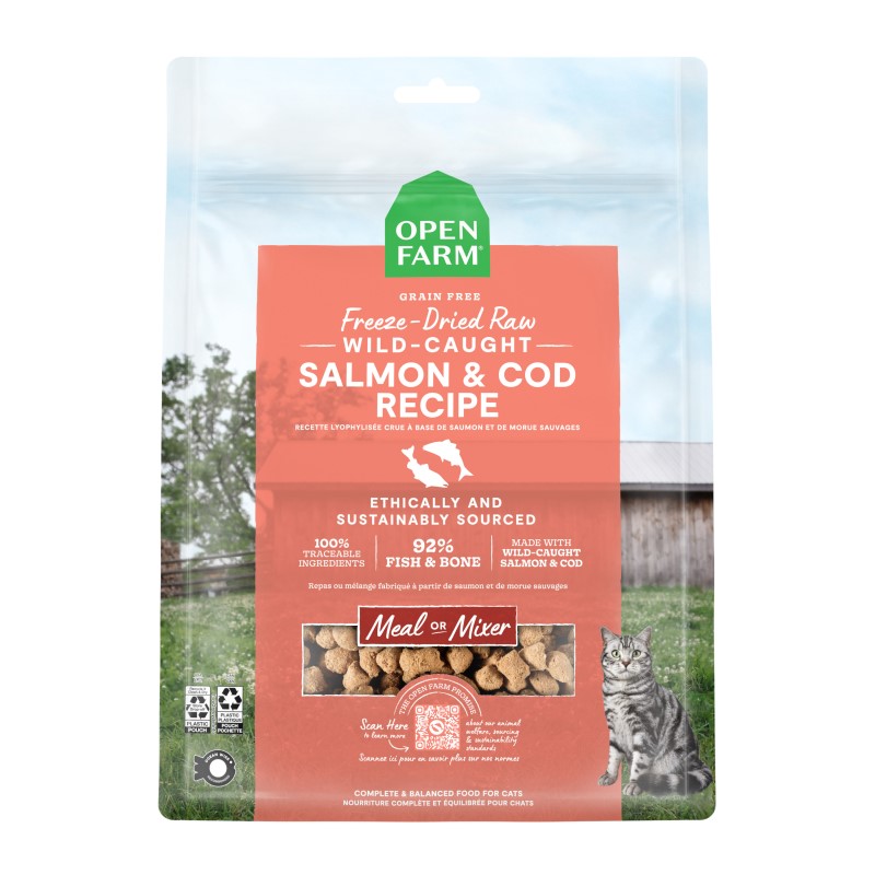Open Farm-Grain Free Wild Caught Salmon and Cod Recipe Freeze Dried Raw Cat Food