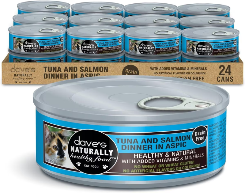 Dave's Pet Food-Naturally Healthy Tuna and Salmon Dinner in Aspic Canned Cat Food
