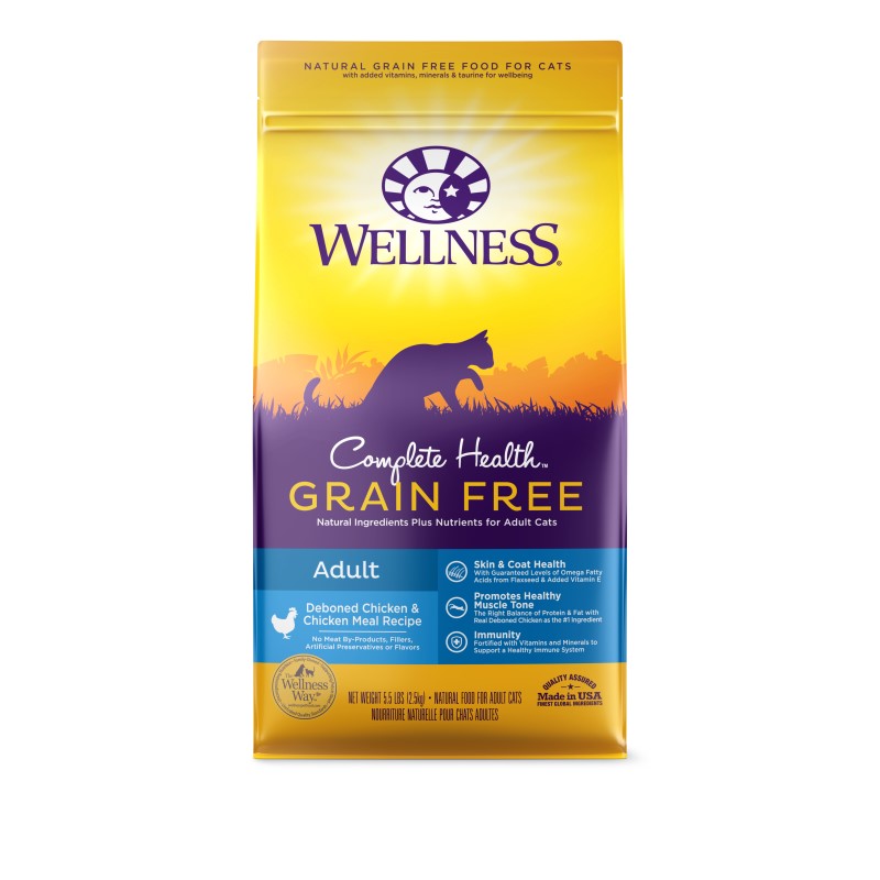 Wellness-Complete Health Grain Free Adult Chicken & Chicken Meal Recipe for Cats