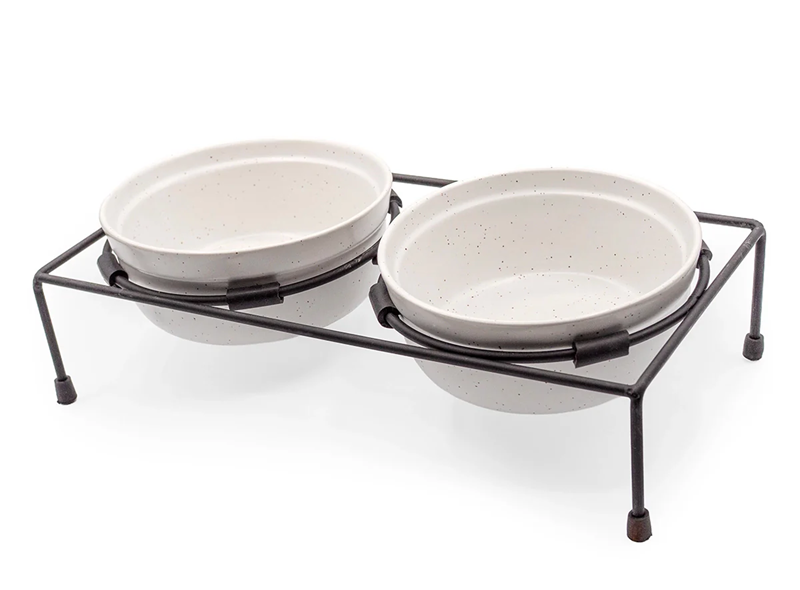 ThoozyPet-Stoneware Pet Double Diner White
