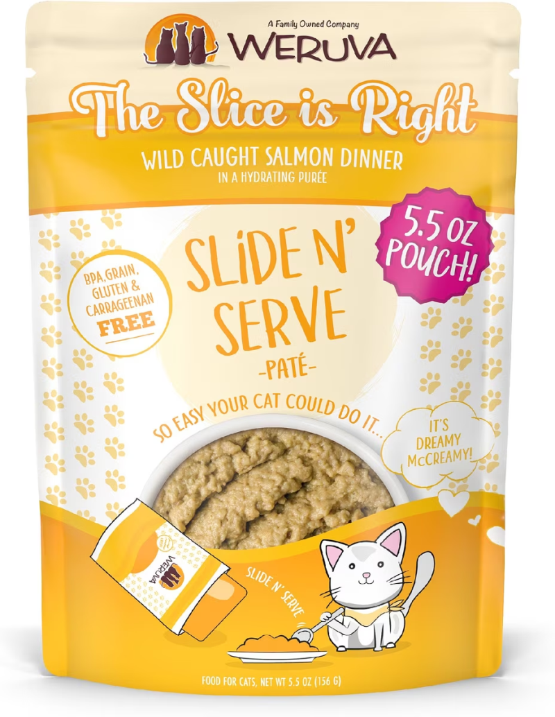 Weruva-Slide N' Serve Grain Free The Slice is Right Wild Caught Salmon Dinner Wet Cat Food Pouch
