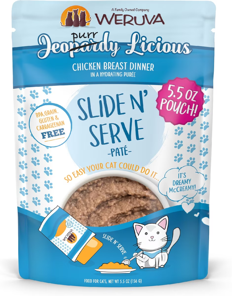 Weruva-Slide N' Serve Grain Free Jeopurrdy Licious Chicken Dinner Wet Cat Food Pouch