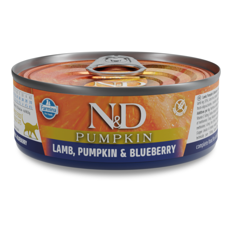 Farmina Pet Foods-N&D Pumpkin Grain Free Lamb, Blueberry & Pumpkin Adult Canned Cat Food