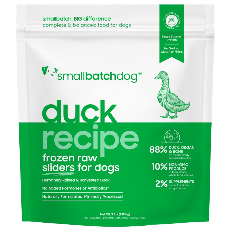 SmallBatch-Raw Frozen Duck Sliders for Dogs