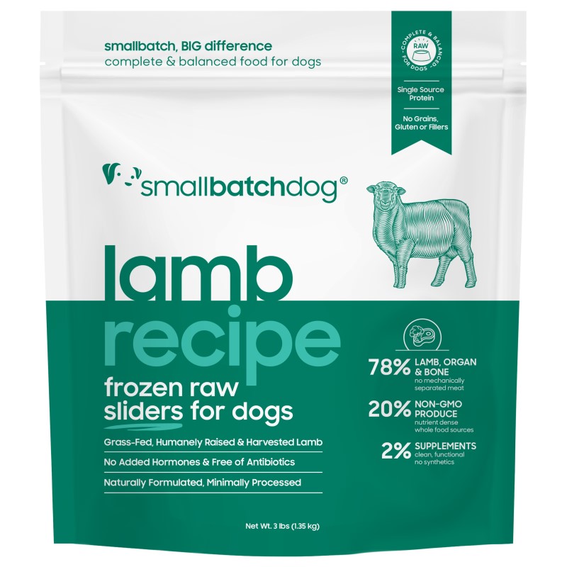 Smallbatch-Raw Frozen Lamb Sliders for Dogs