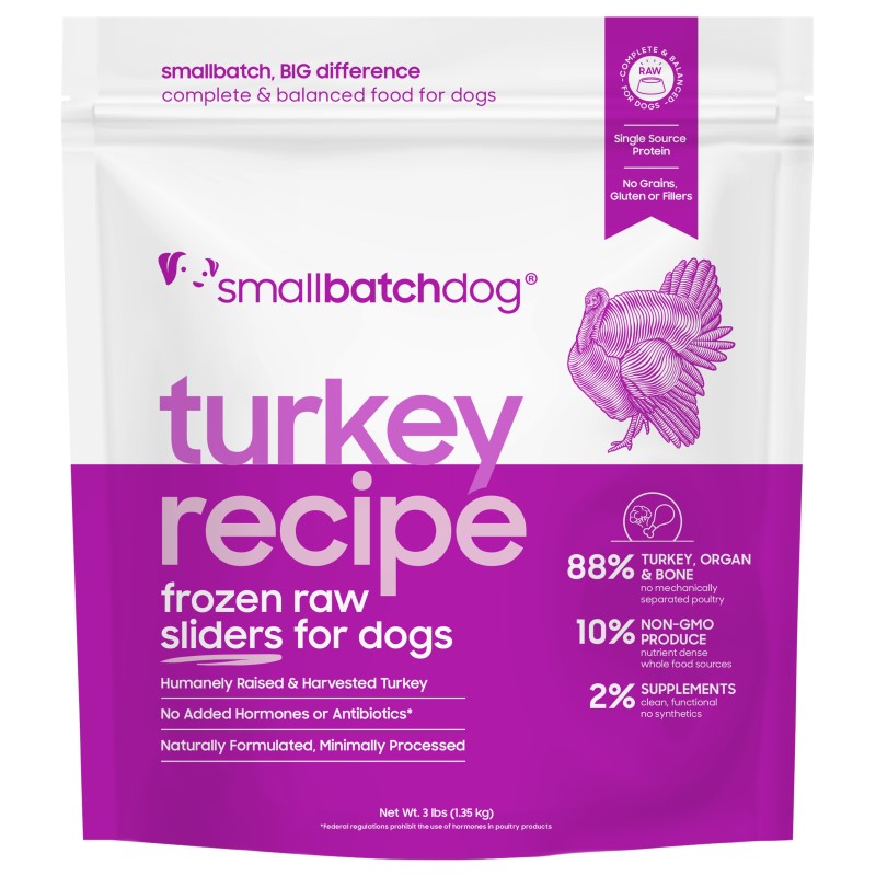 Smallbatch-Raw Frozen Turkey Sliders for Dogs