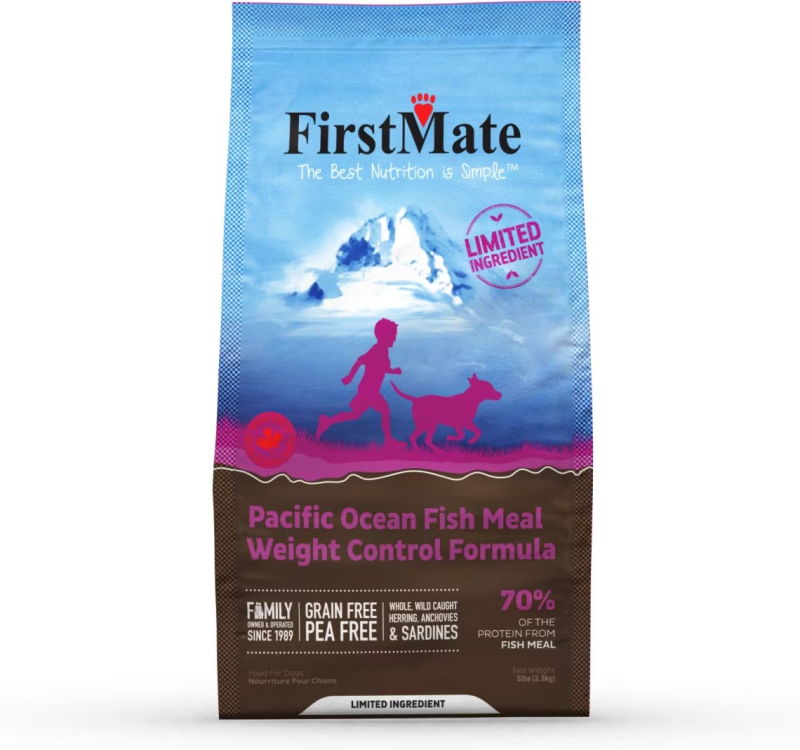 FirstMate-Limited Ingredient, Grain Free, Pacific Ocean Fish Meal Weight Control Dry Food for Dogs
