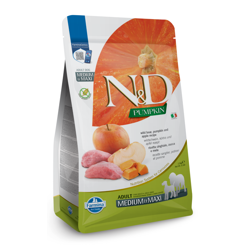 Farmina Pet Foods-N&D Pumpkin Grain Free Boar, Pumpkin & Apple Medium & Maxi Adult Dry Dog Food