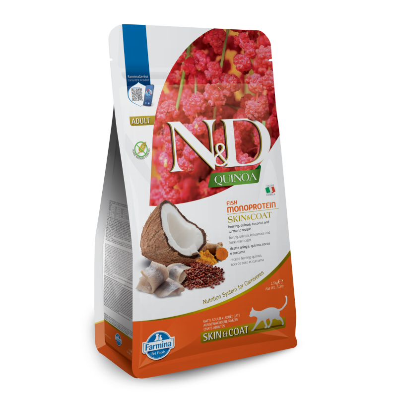 Farmina Pet Foods-Feline Skin & Coat Herring Quinoa Coconut & Turmeric Formula Dry Cat Food