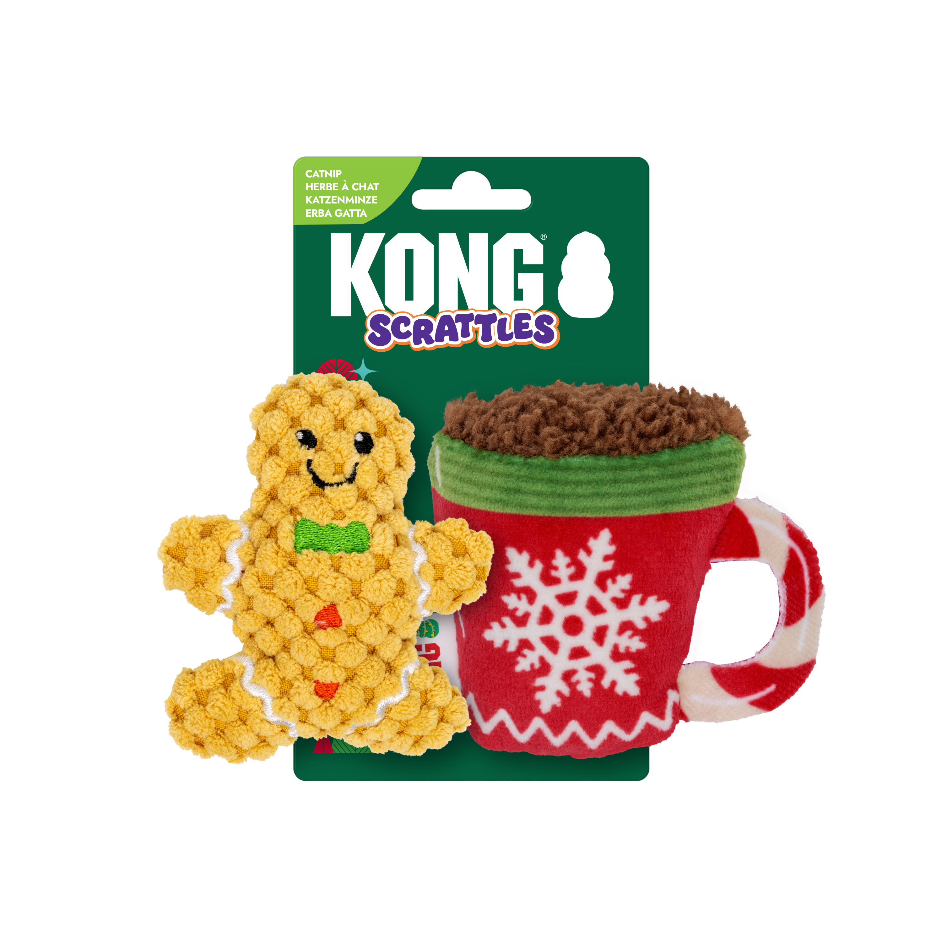 Kong-Scrattles Gingerbread Holiday Toy for Cats