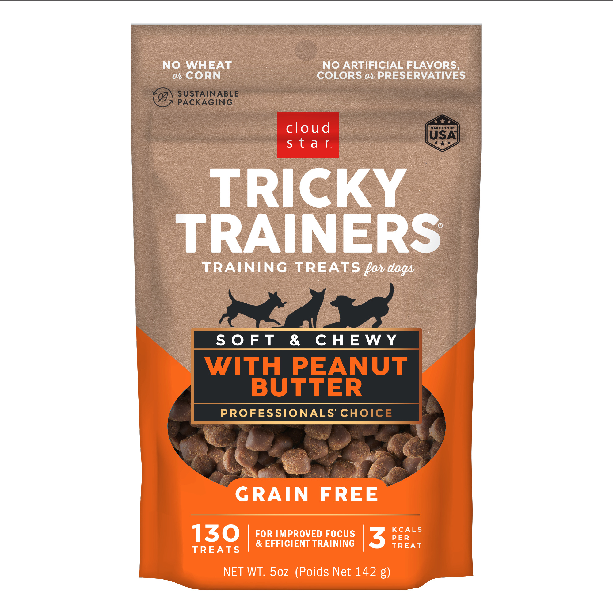 Cloud Star-Tricky Trainers Grain Free Soft & Chewy with Peanut Butter Dog Treats