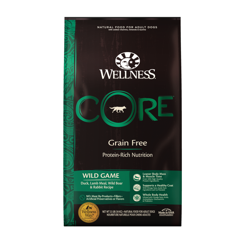 Wellness-CORE Grain Free Natural Wild Game Duck, Turkey, Wild Boar and Rabbit Recipe Dry Dog Food