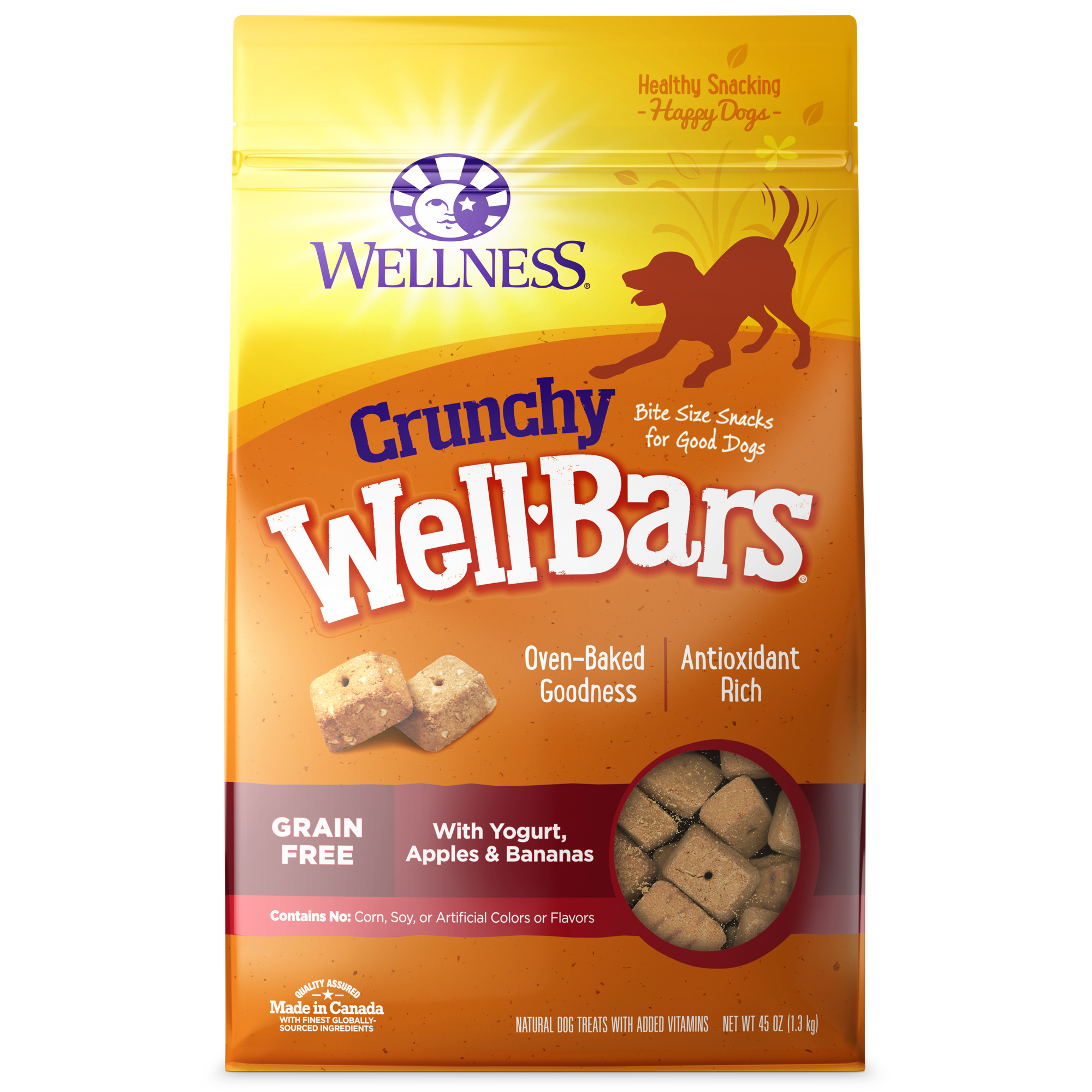 Wellness-Natural Grain Free Wellbars Crunchy Yogurt, Apples and Bananas Recipe Dog Treats