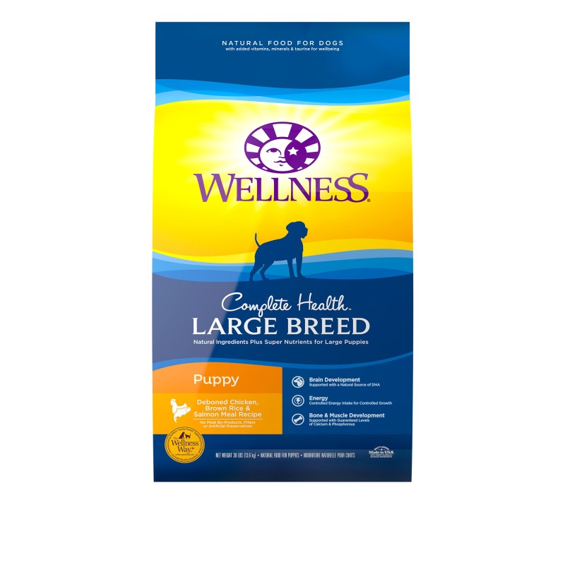 Wellness-Complete Health Natural Large Breed Puppy Chicken, Brown Rice and Salmon Recipe Dry Dog Food