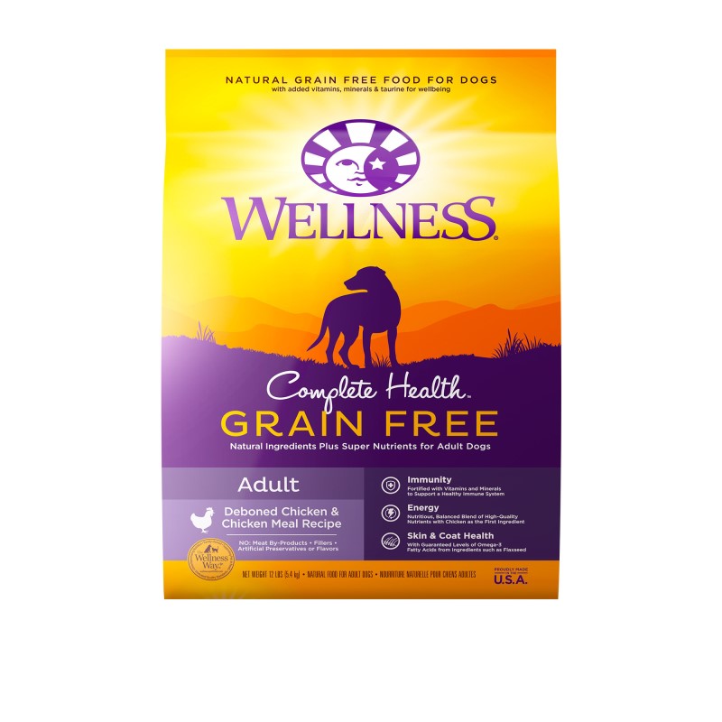 Wellness-Complete Health Natural Adult Grain Free Deboned Chicken and Chicken Meal Recipe Dry Dog Food