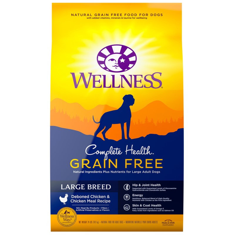 Wellness-Complete Health Grain Free Large Breed Deboned Chicken and Chicken Meal Recipe Dry Dog Food