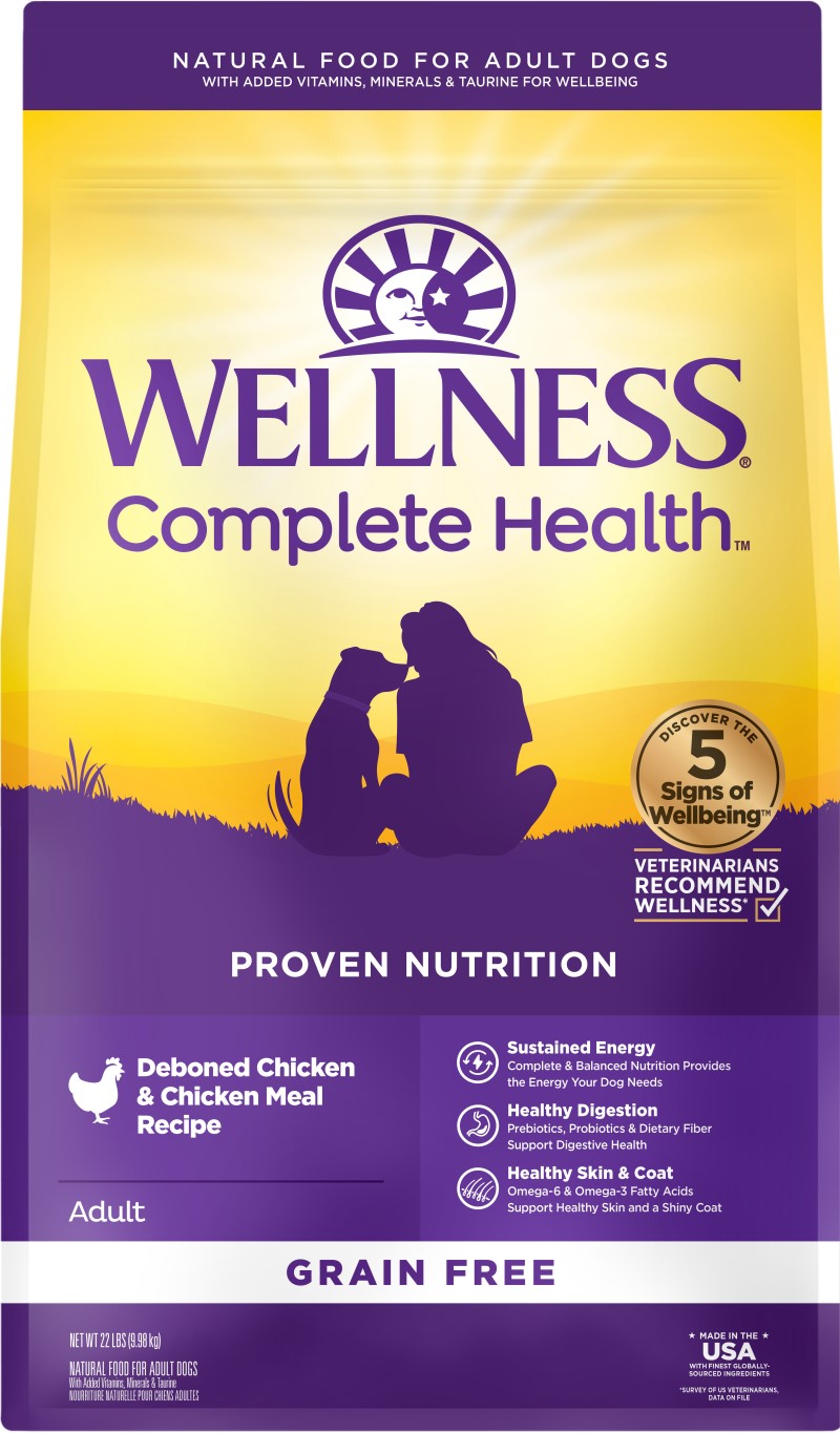 Wellness-Complete Health Natural Adult Grain Free Deboned Chicken and Chicken Meal Recipe Dry Dog Food
