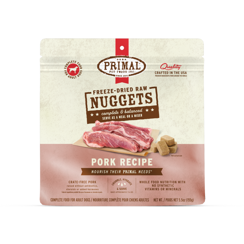 Primal-Freeze Dried Nuggets Grain Free Pork Formula Complete Diet Dog Food