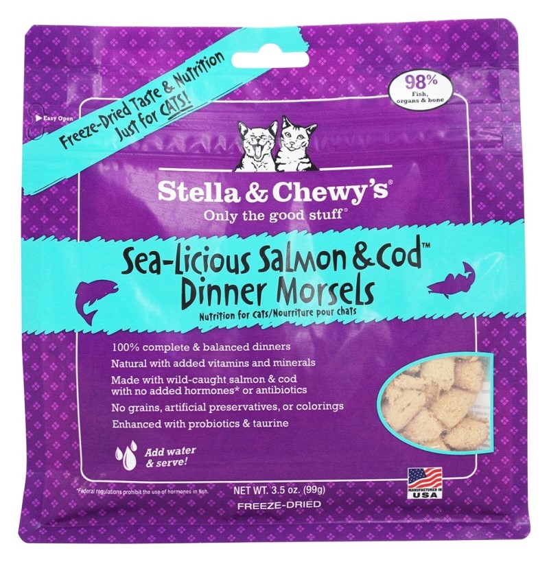 Stella & Chewy's-Sea-Licious Salmon & Cod Dinner Morsels Grain Free Freeze Dried Raw Cat Food