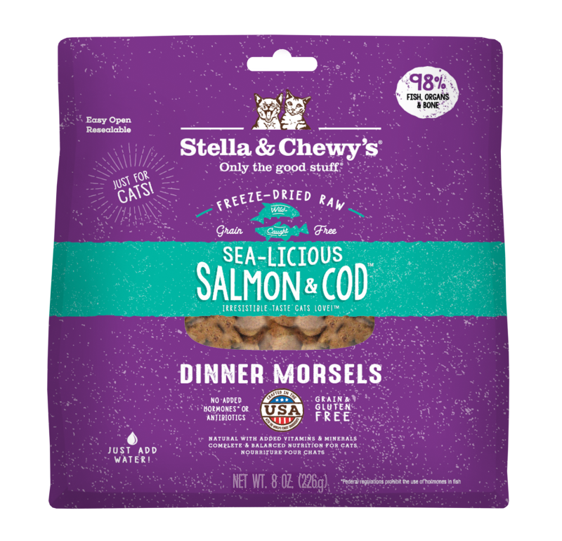 Stella & Chewy's-Sea-Licious Salmon & Cod Dinner Morsels Grain Free Freeze Dried Raw Cat Food