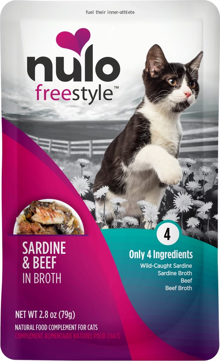 Nulo-Freestyle Grain Free Sardine & Beef in Beef Broth Recipe Cat Food Topper Pouch