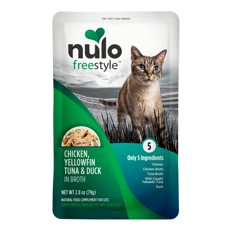 Nulo-Freestyle Grain Free Chicken Yellowfin Tuna & Duck in Broth Meaty Cat Food Topper Pouch