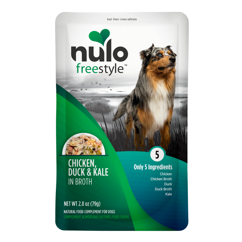 Nulo-Freestyle Grain Free Chicken Duck & Kale in Broth Meaty Dog Food Topper Pouch