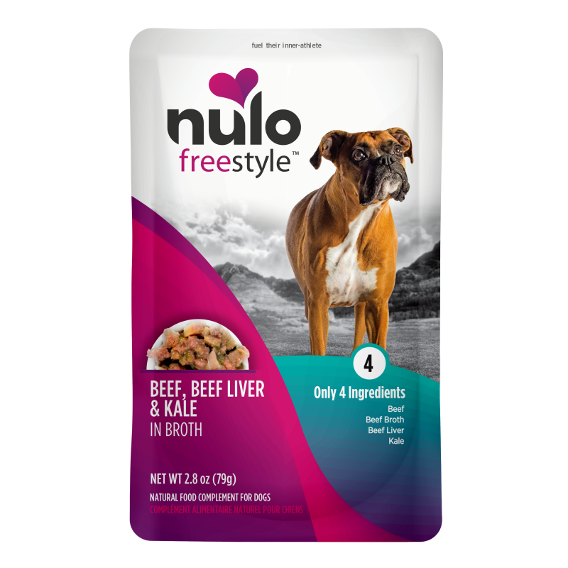 Nulo-Freestyle Grain Free Beef with Beef Liver & Kale in Broth Meaty Dog Food Topper Pouch
