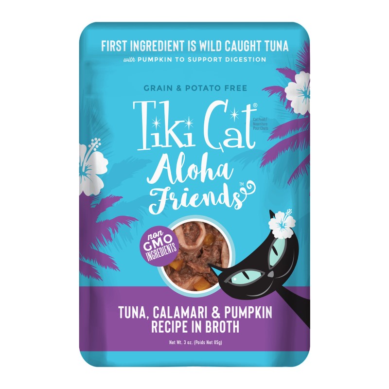 Tiki Cat-Aloha Friends Grain Free Tuna with Calamari and Pumpkin Cat Food Pouches
