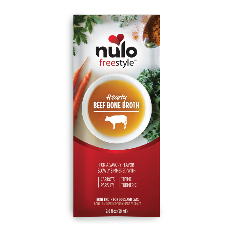 Nulo-Freestyle Grass-Fed Beef Bone Broth Dog & Cat Food Topper Pouch