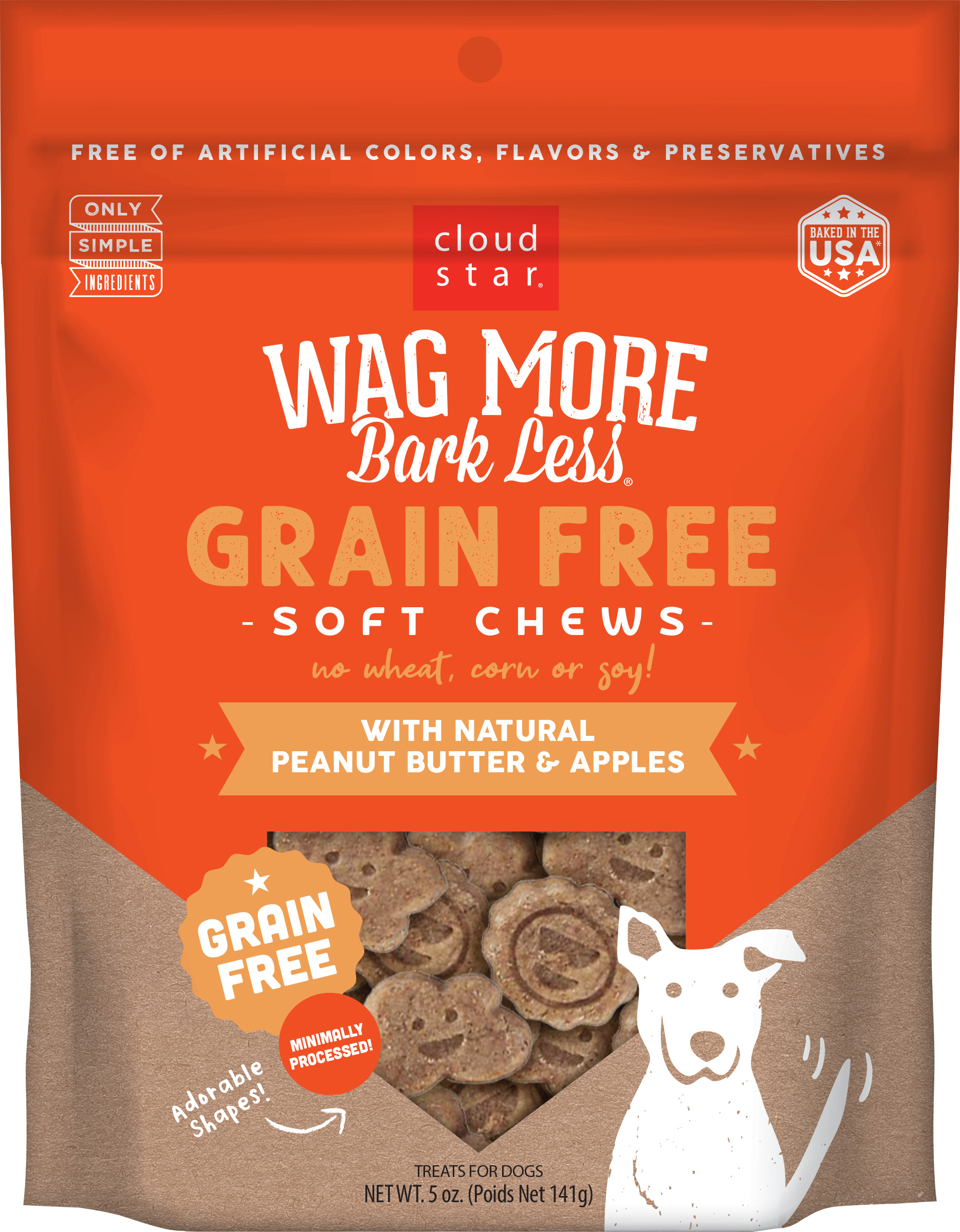 Cloud Star-Wag More Bark Less Soft and Chewy Grain Free Peanut Butter and Apples Dog Treats
